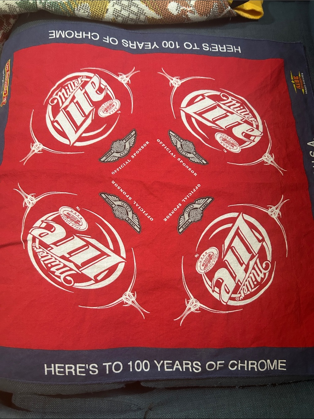 Vintage 2003 Harley-Davidson Miller Lite Bandana Milwaukee USA 100th Anniversary